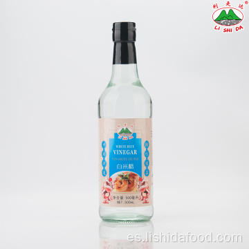 Botella de vidrio de 500 ml de vinagre de arroz blanco